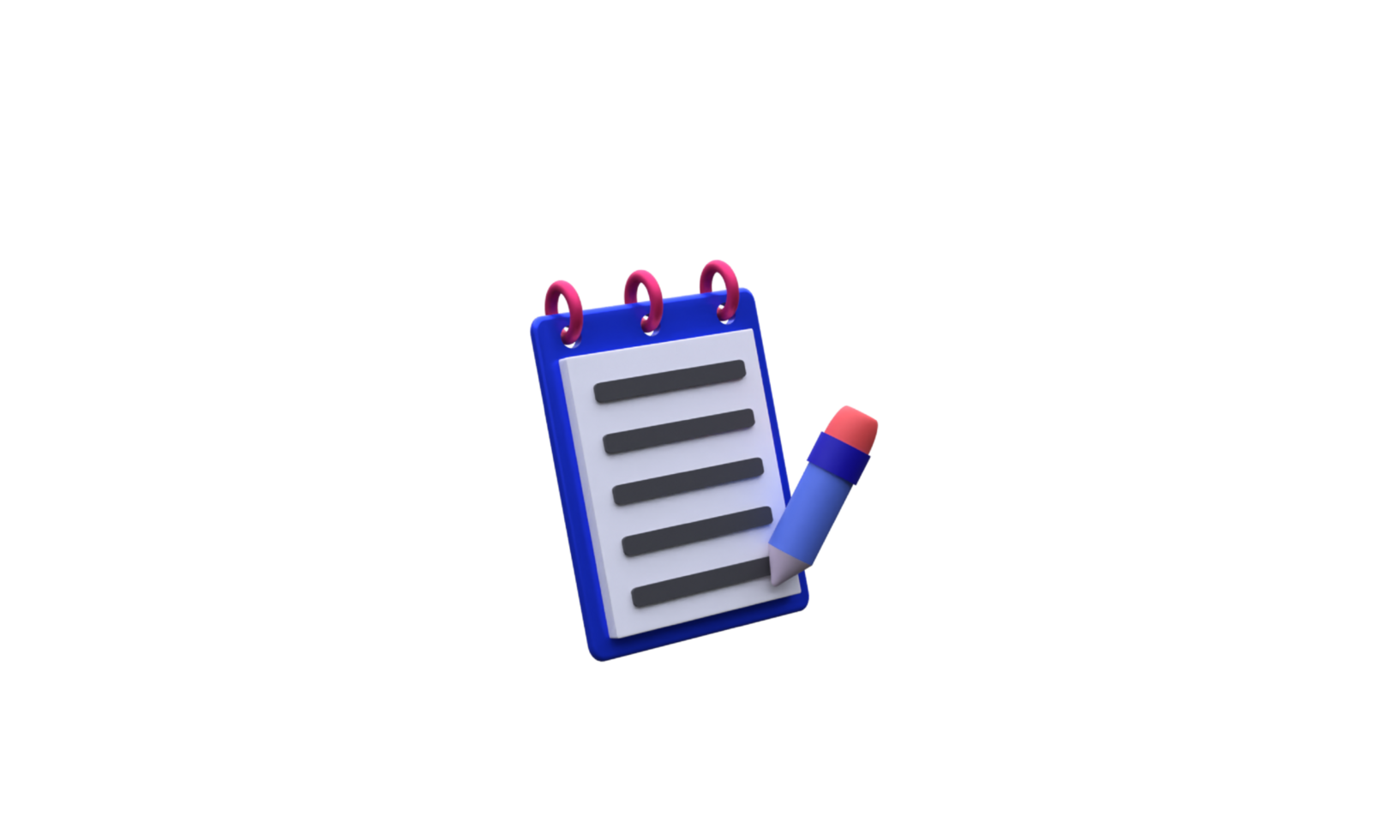 unique 3d rendering pen paper notetaking planning icon isolated.Trendy and modern in 3d style. png