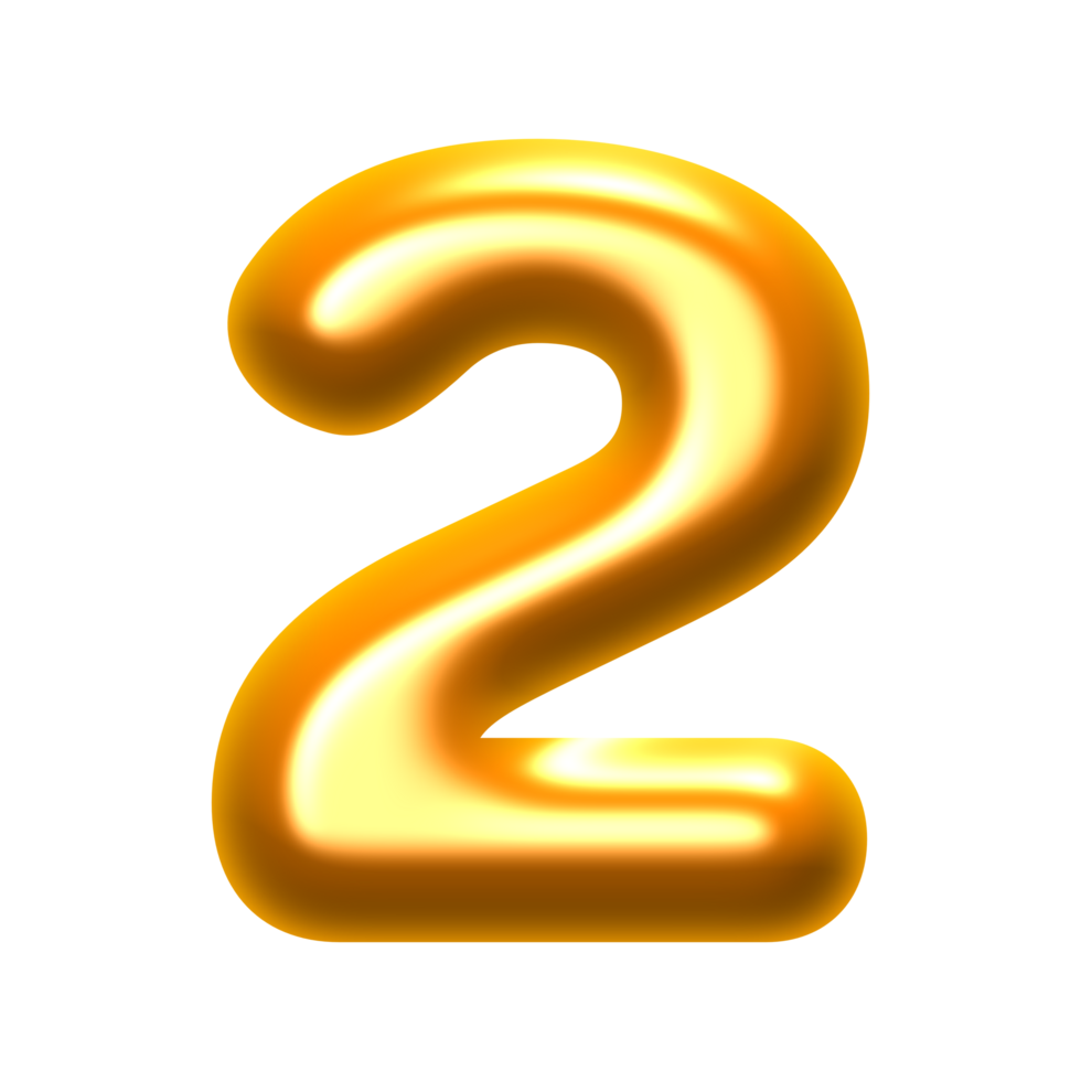 Golden 3D numbers PNG file