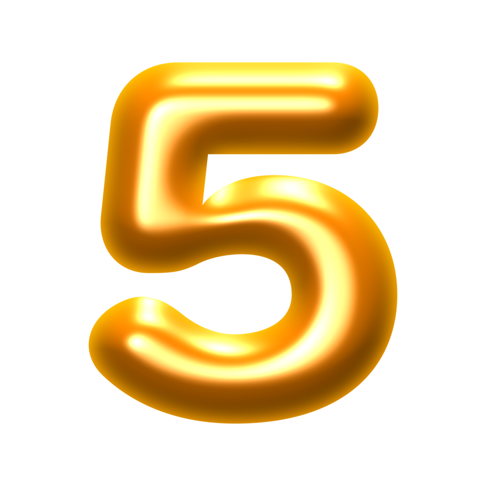 Golden 3D numbers PNG file