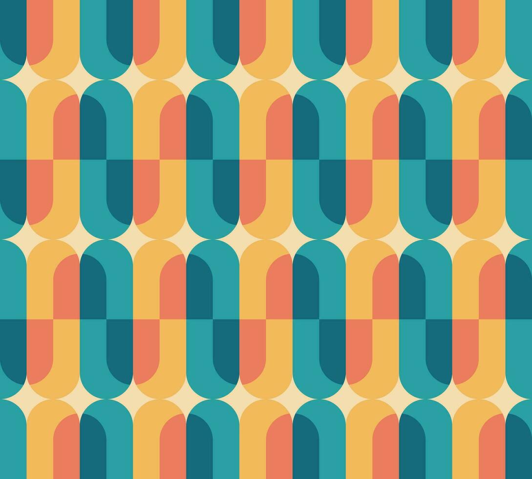 Colorful retro geometric seamless pattern design vector