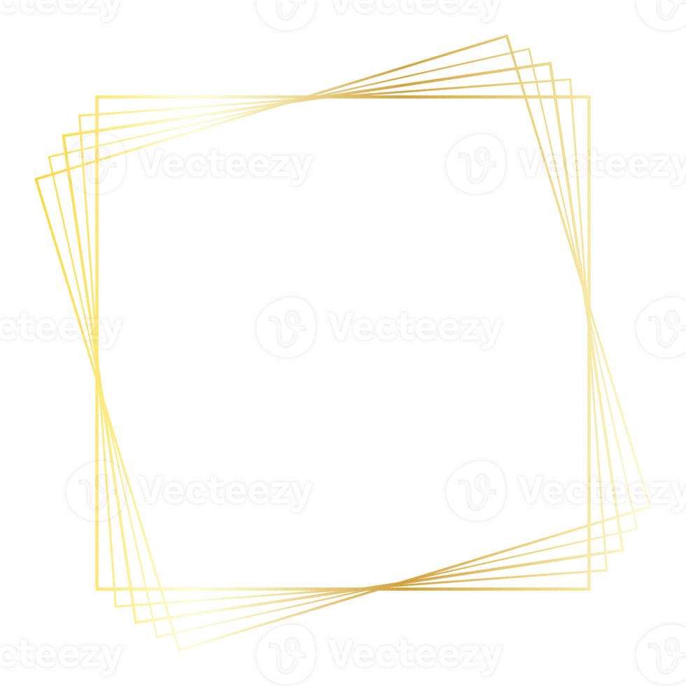 guld fyrkant geometrisk ramar för text. bröllop, firande inbjudan. kopia Plats, plats hållare. png