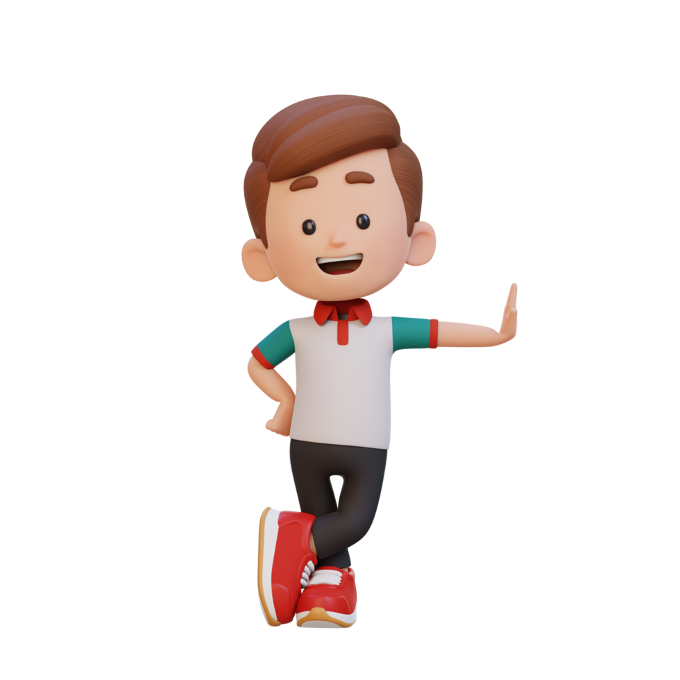 3D kid character laying on transparent wall png