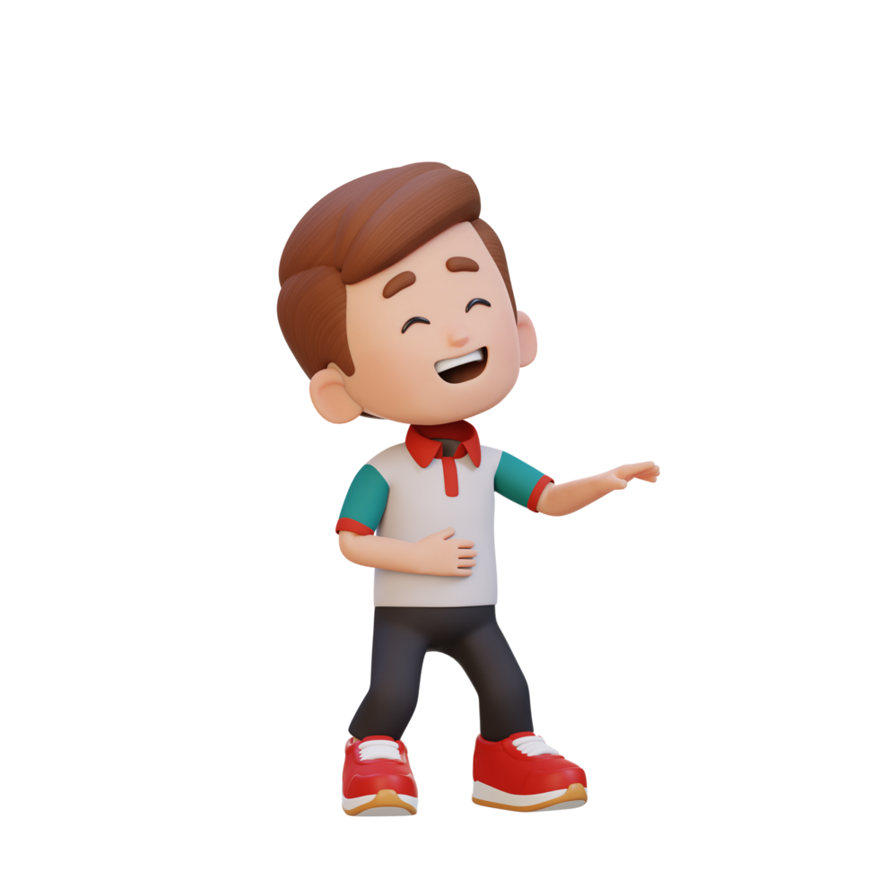 3D cute boy laughing png