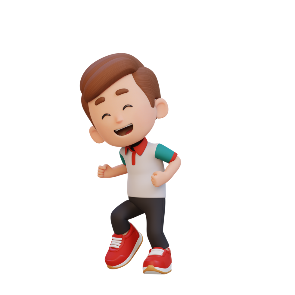 3D cute boy happy dancing png