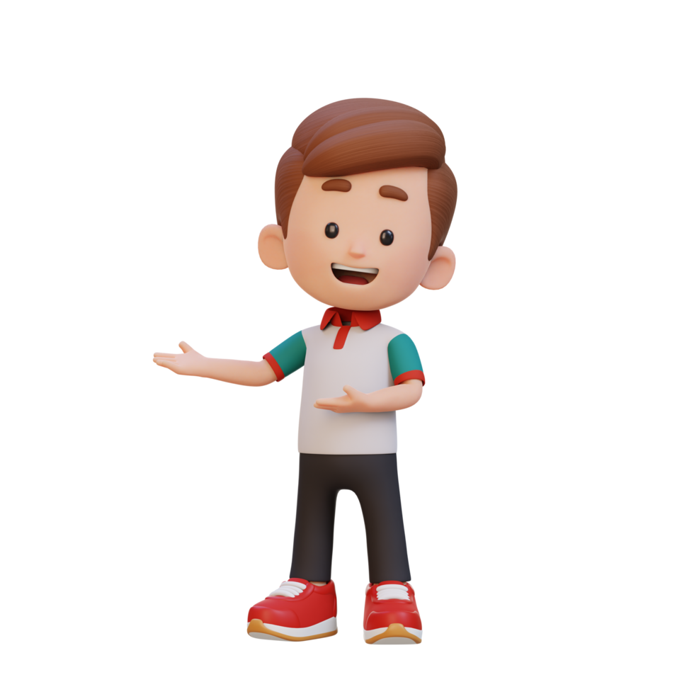 3D cute kid presenting pose png