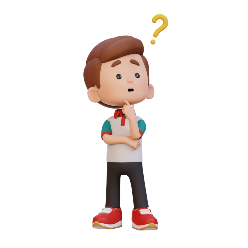 3D cute kid thinking clueless png