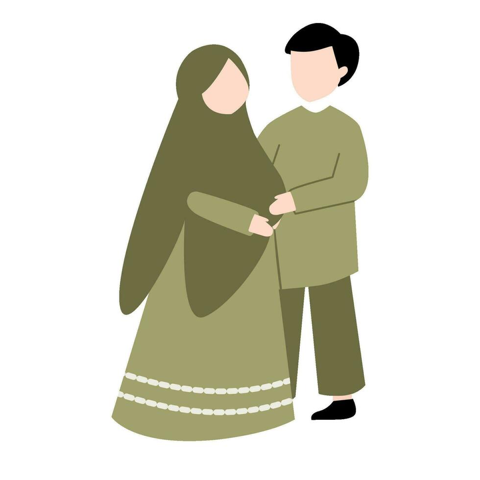 Pregnant muslim couple vector illustration