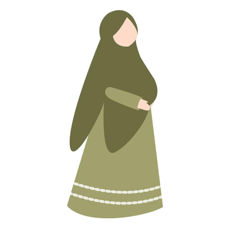 illustration of a pregnant Muslim woman vector