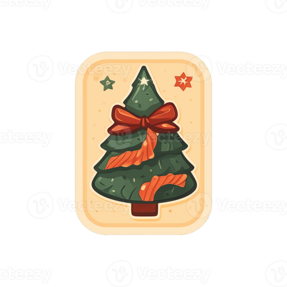 Merry Christmas Sticker, card, flyer for winter month. New Year Gifts and toys. Flat cartoon style illustration. AI Generated png