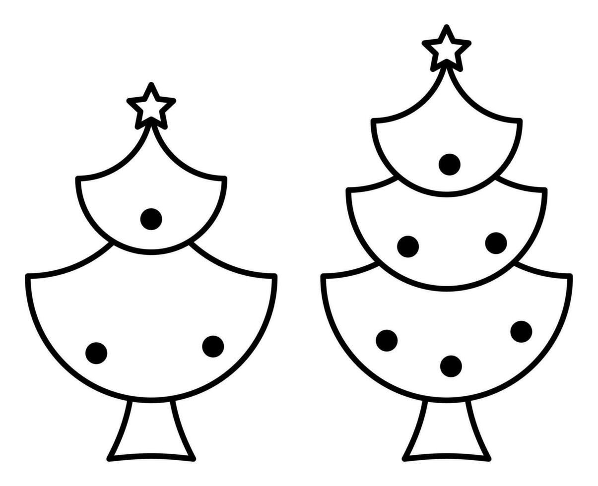 christmas tree illustration, simple flat style vector isolated on white background.