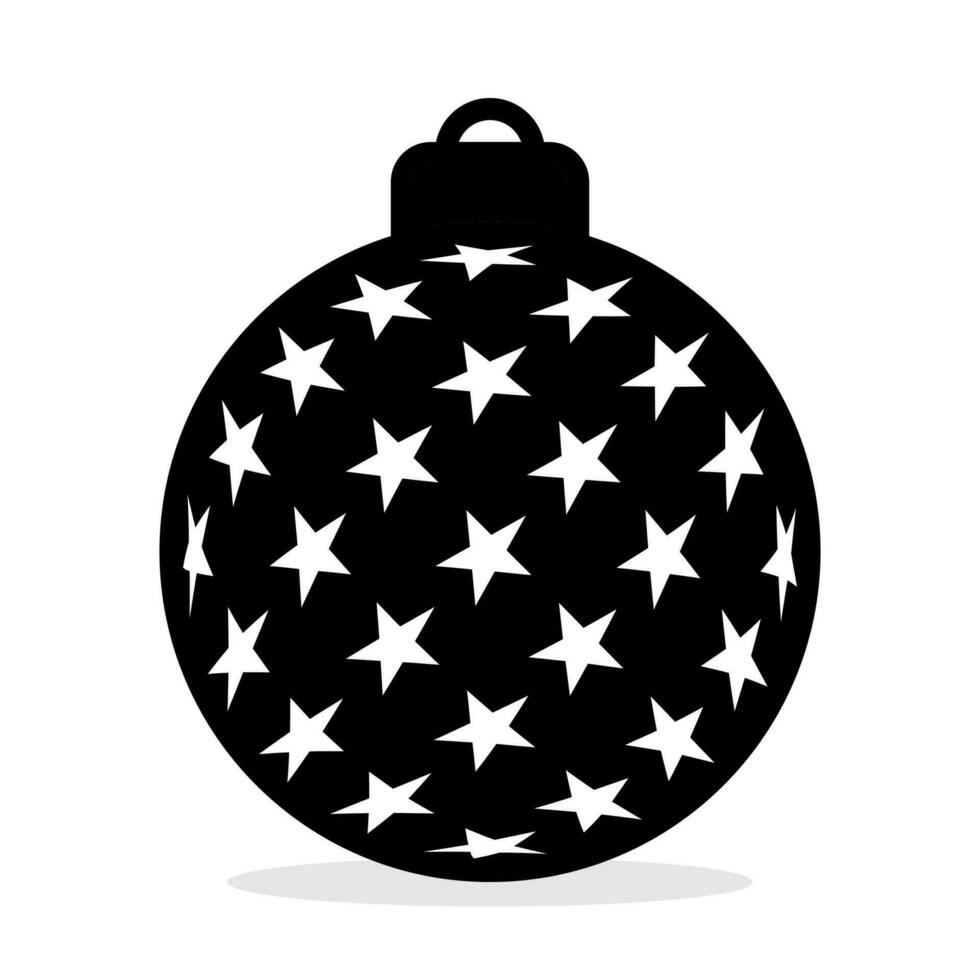 Navidad pelota icono. negro silueta vector aislado en blanco antecedentes. invierno decoración diseño, Navidad árbol y nuevo año.