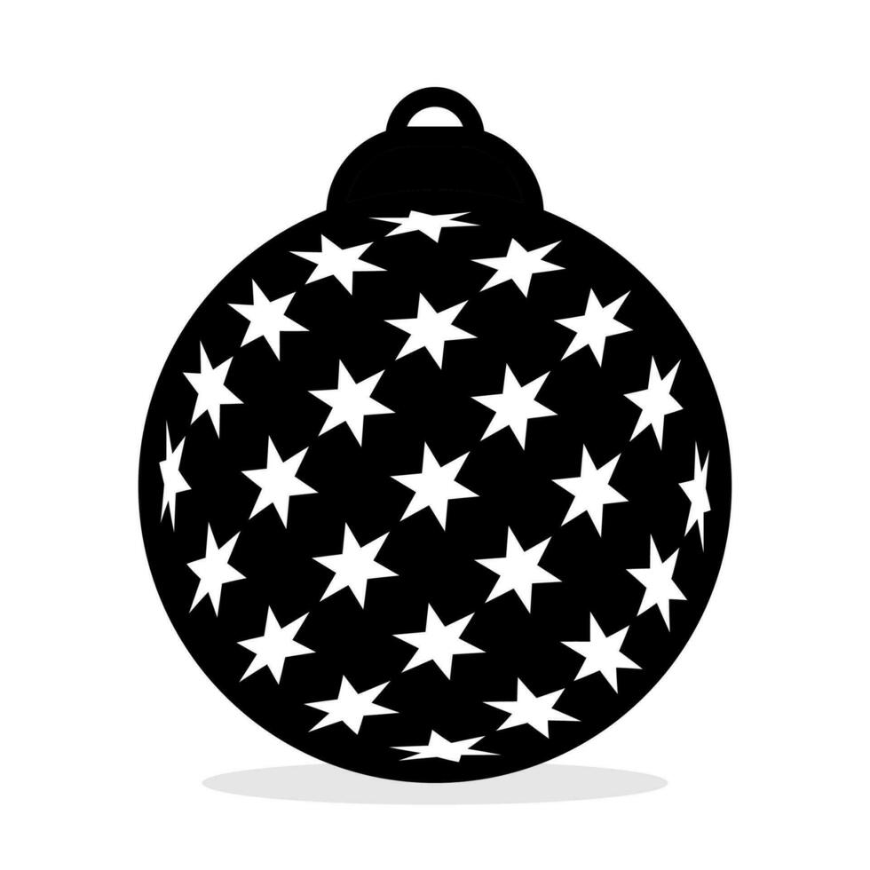 christmas ball icon. black silhouette vector isolated on white background. winter decoration design, christmas tree and new year.