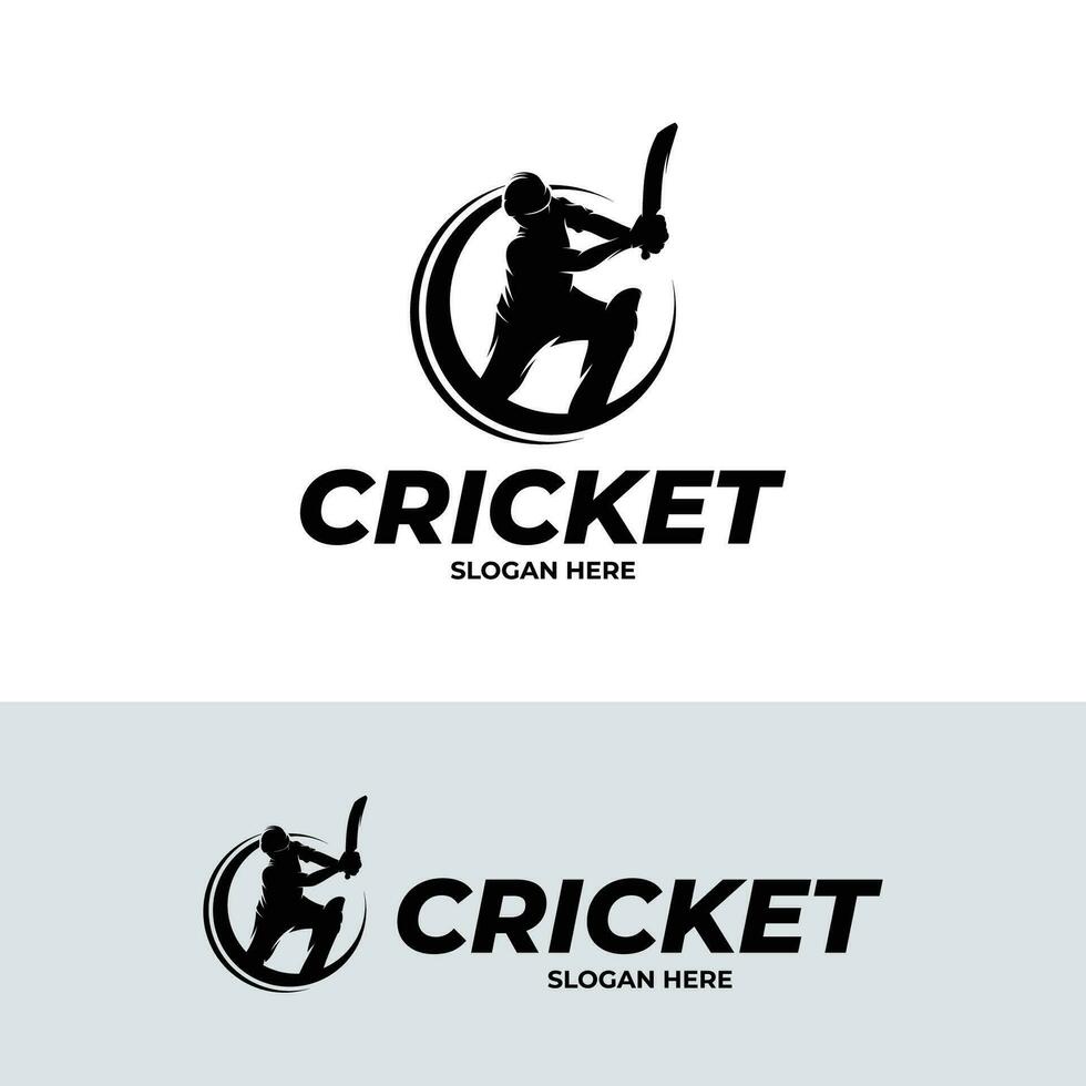 Silhouette of cricket player logo design inspiration vector