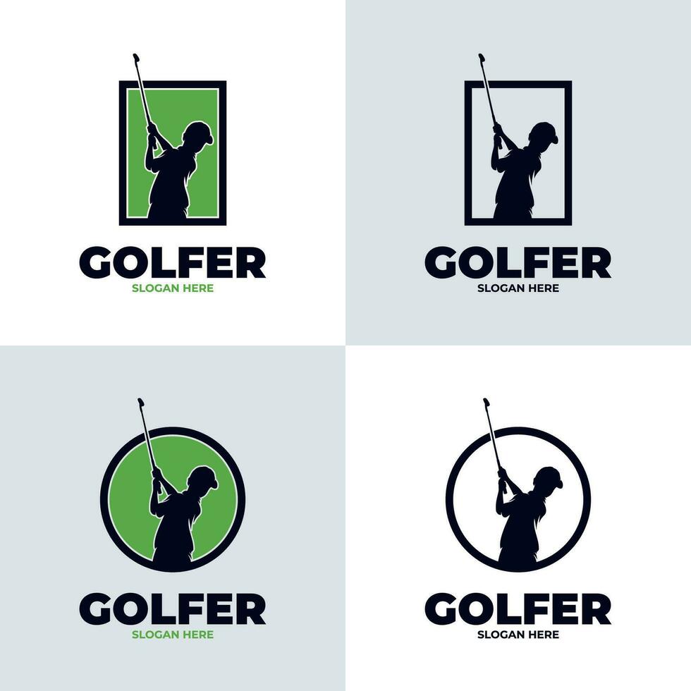 niño golf jugador logo diseño modelo vector