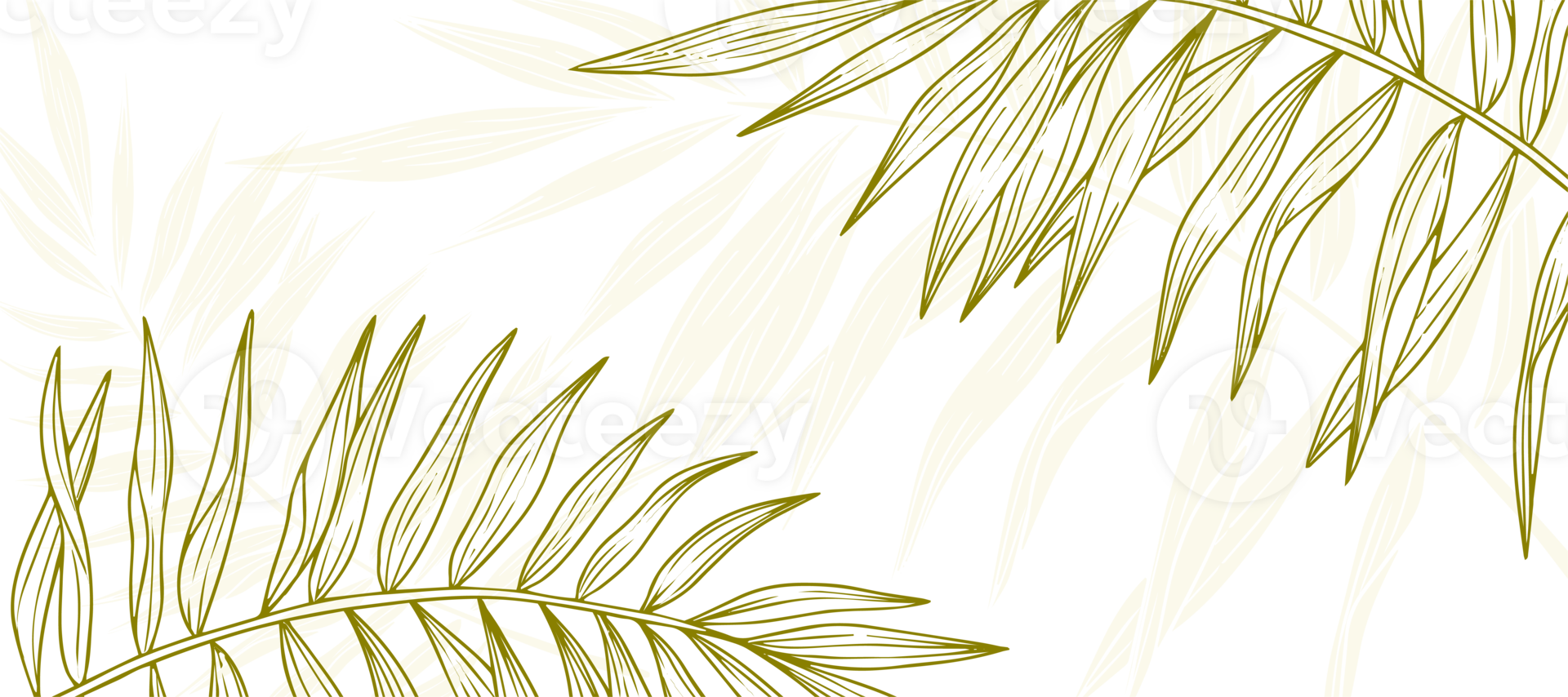 Yellow Palm Leaf Outline Abstract background Wallpaper png