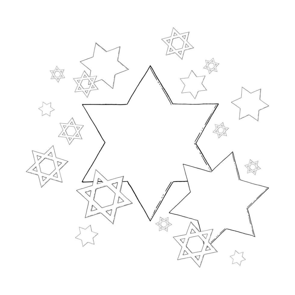 Vector stars of David. Jewish line illustration for Hanukkah, Purim, Proud to be Jew, Support Israel designs