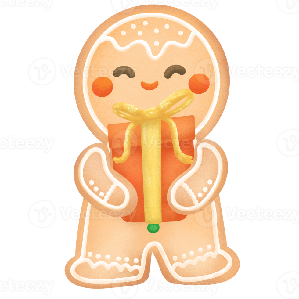 Natal clipart.cute personagem Pão de gengibre cookie.royal gelo biscoito.doce e sobremesa ilustração. png