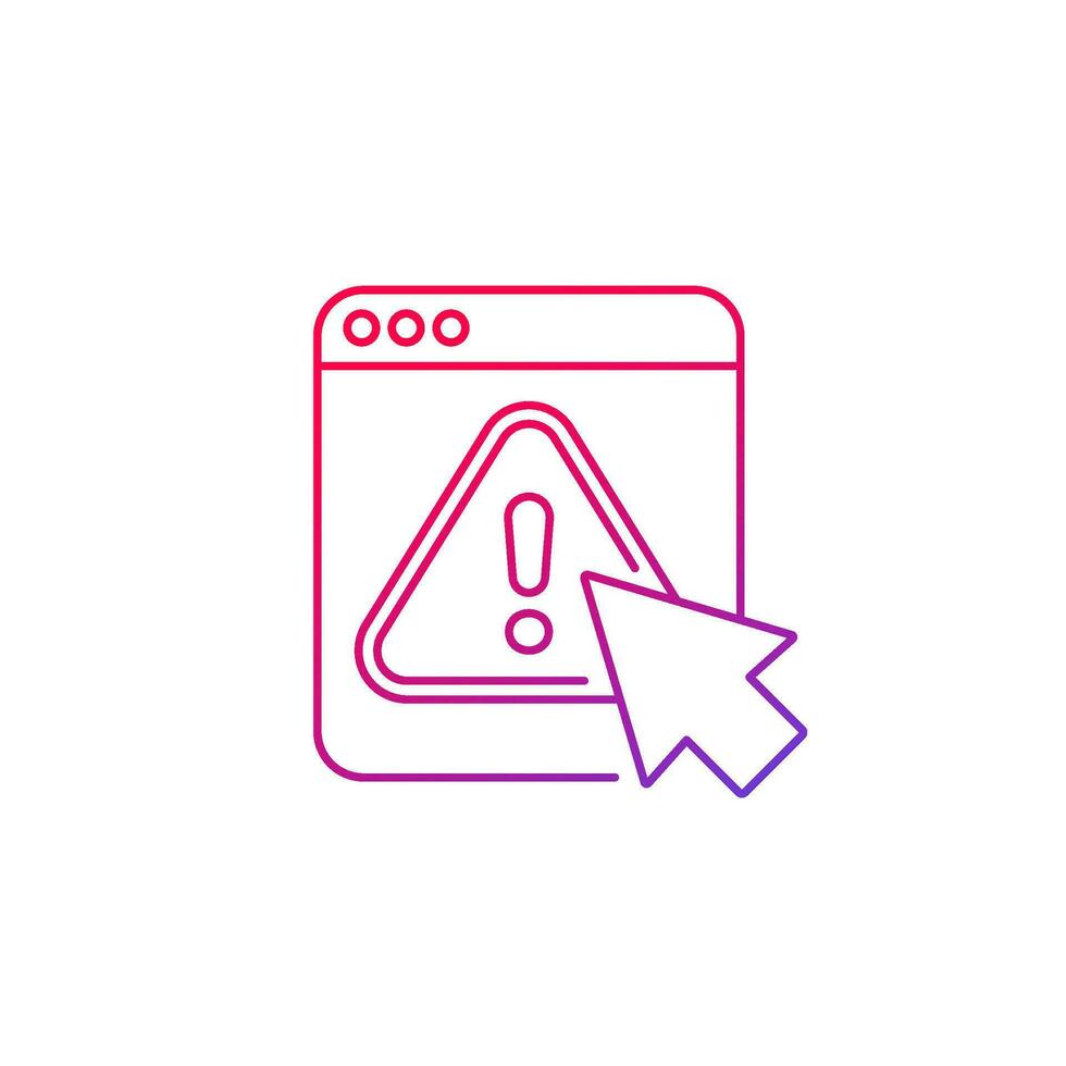 Error, warning window line icon for web vector