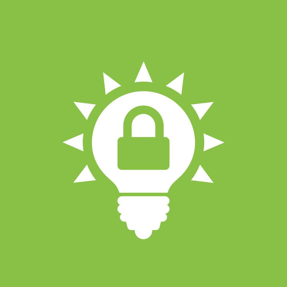 patent vector icon with light bulb and lock