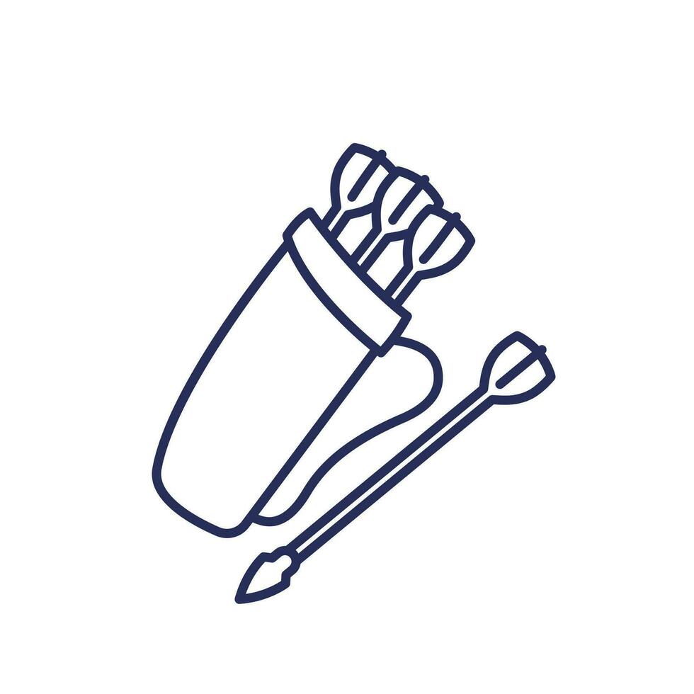 quiver, arrow bag line icon vector