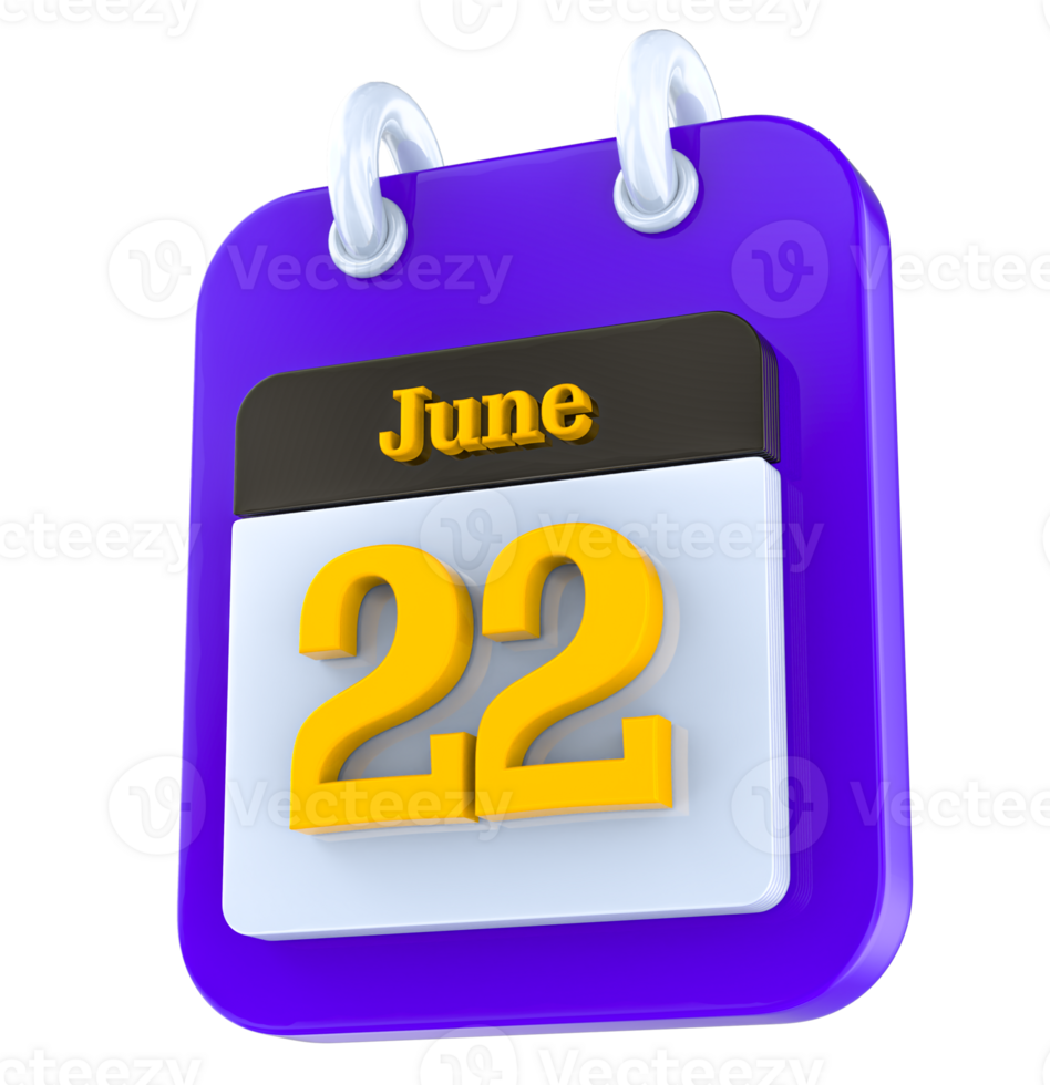 June calendar 3D day 22 png