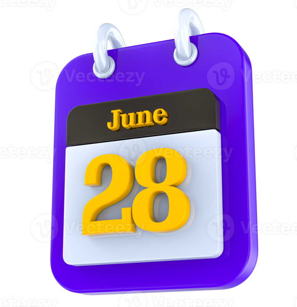 June calendar 3D day 28 png