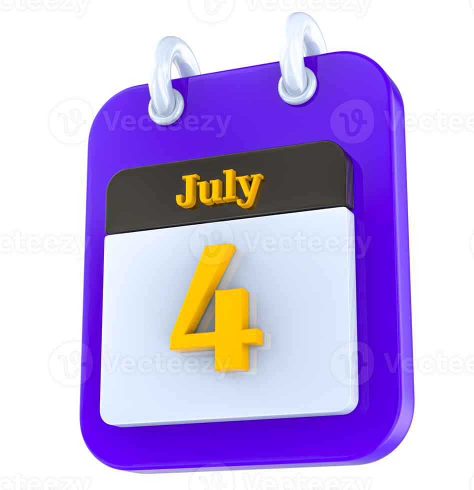July calendar 3D day 4 png