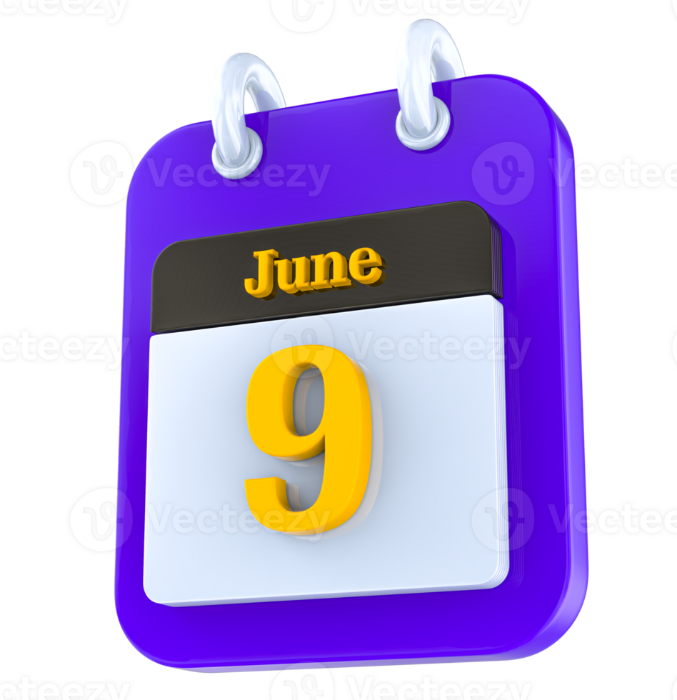 June calendar 3D day 9 png