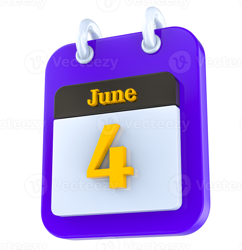 June calendar 3D day 4 png