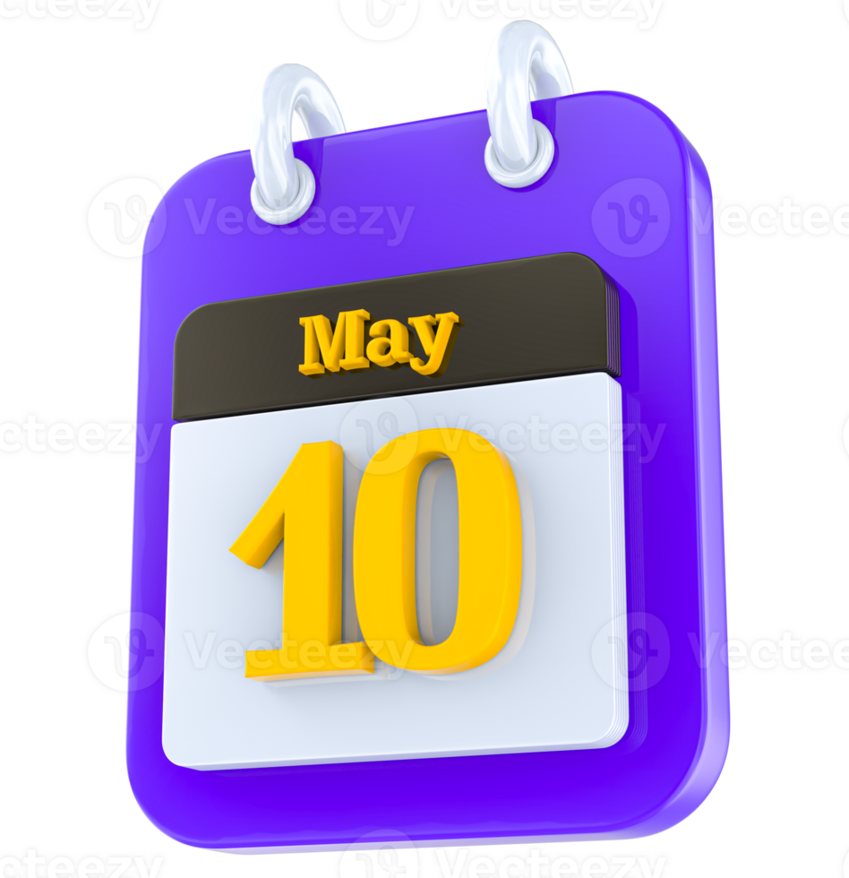 May calendar 3D day 10 png