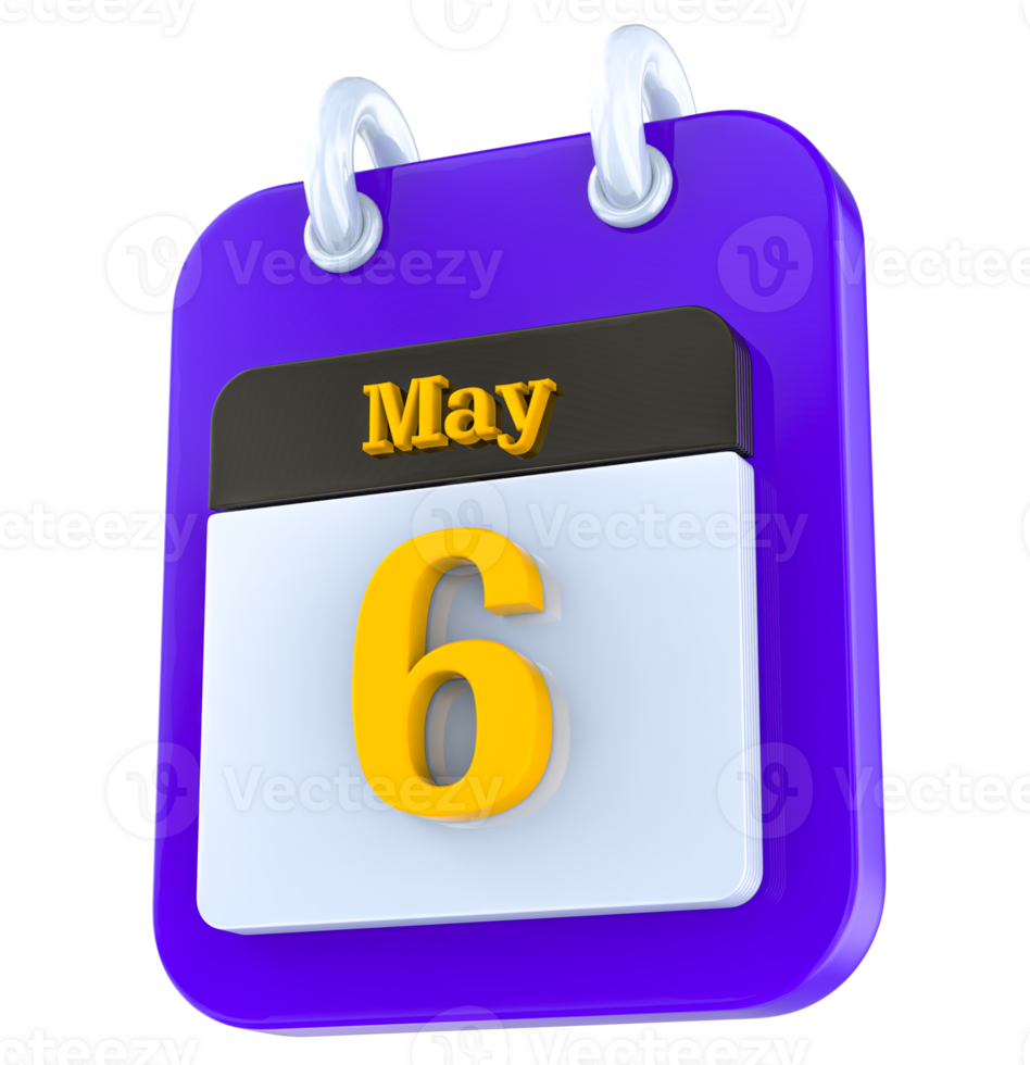 May calendar 3D day 6 png