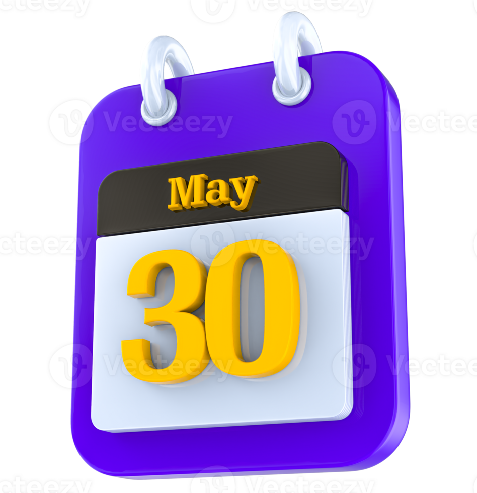 May calendar 3D day 30 png
