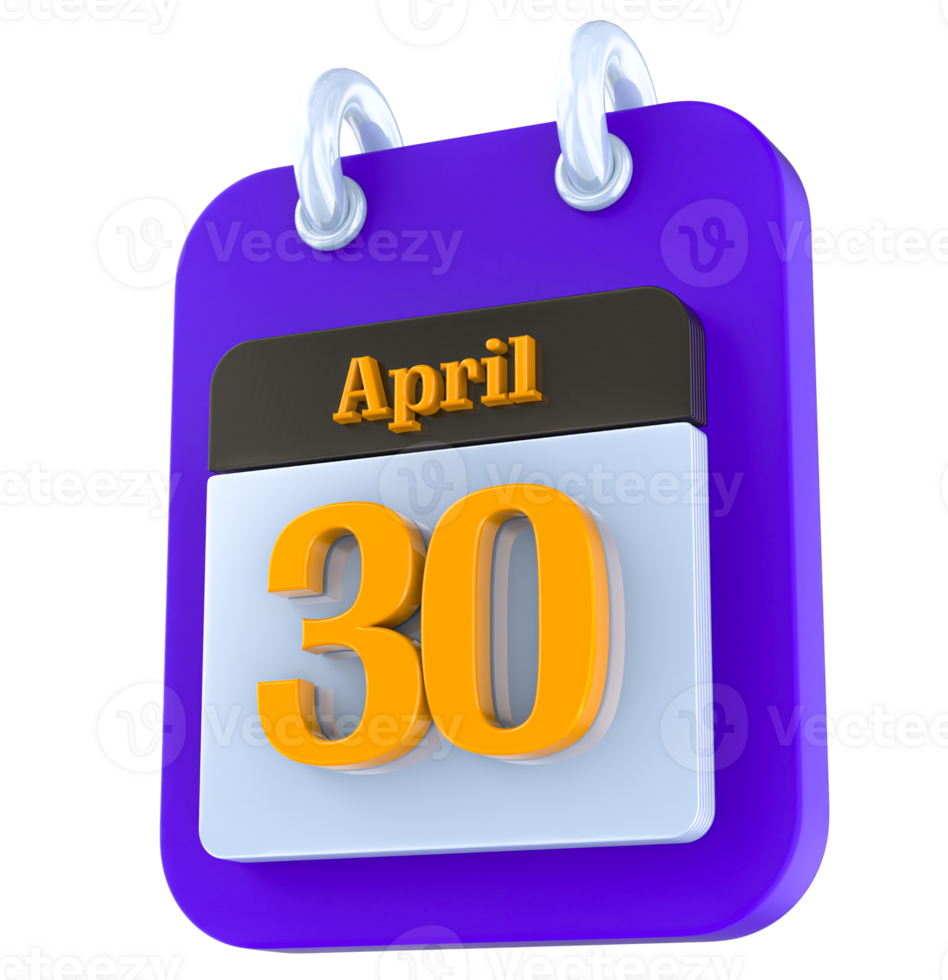 April calendar 3D day 30 png