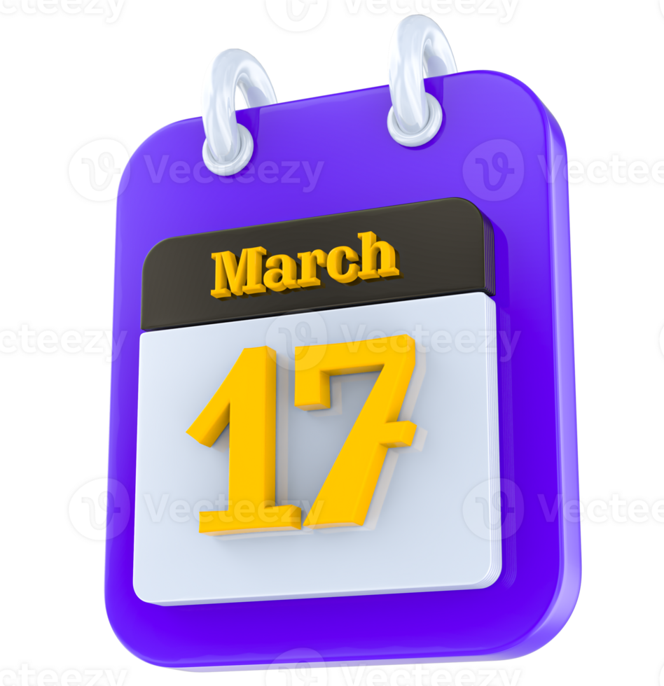 March calendar 3D day png