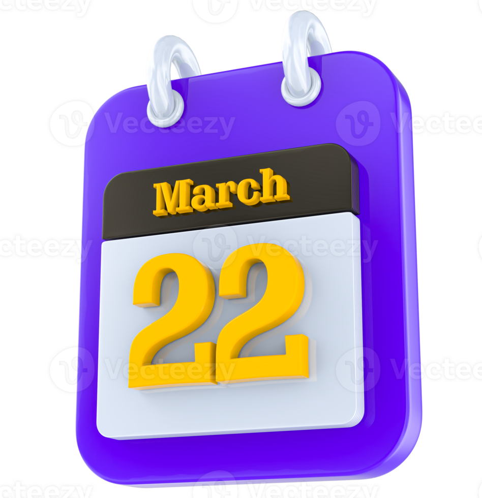 March calendar 3D day png