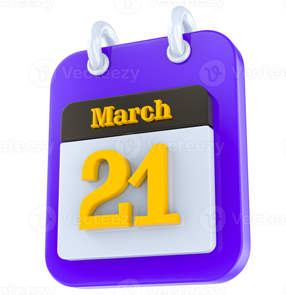 March calendar 3D day png