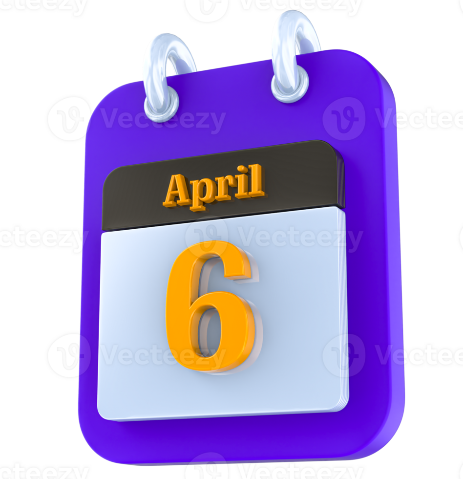 April calendar 3D day 6 png