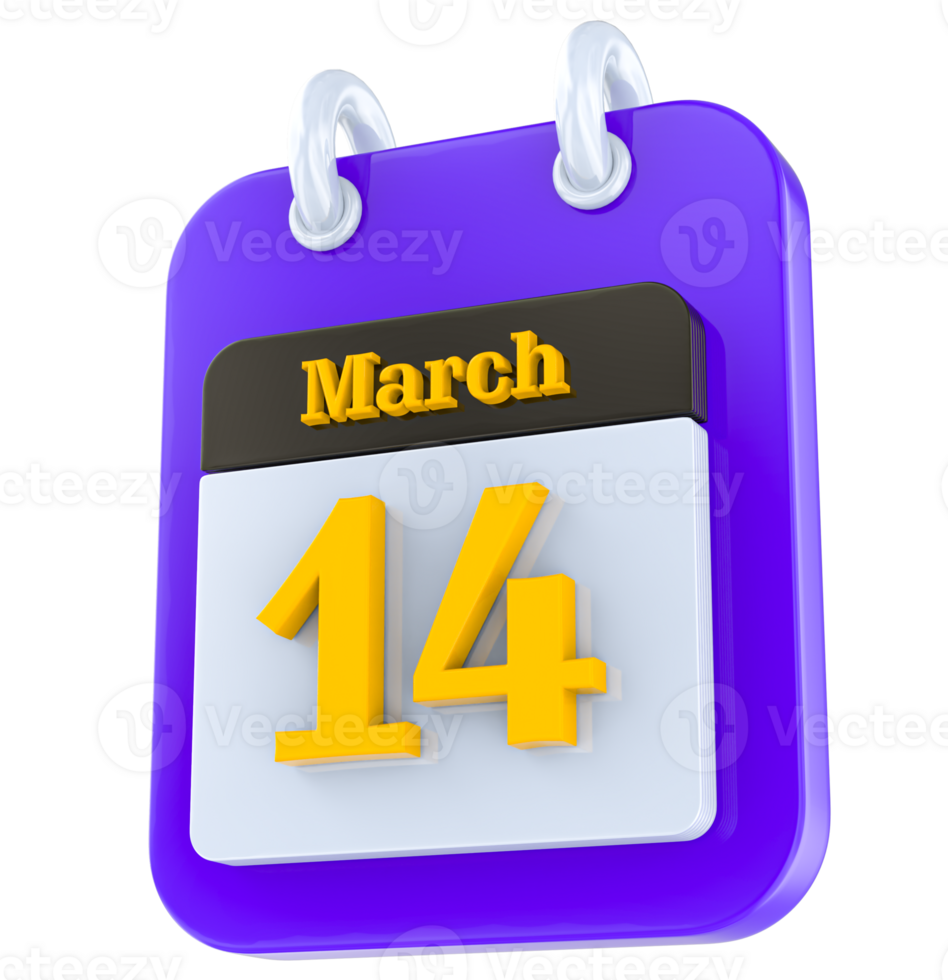 March calendar 3D day png