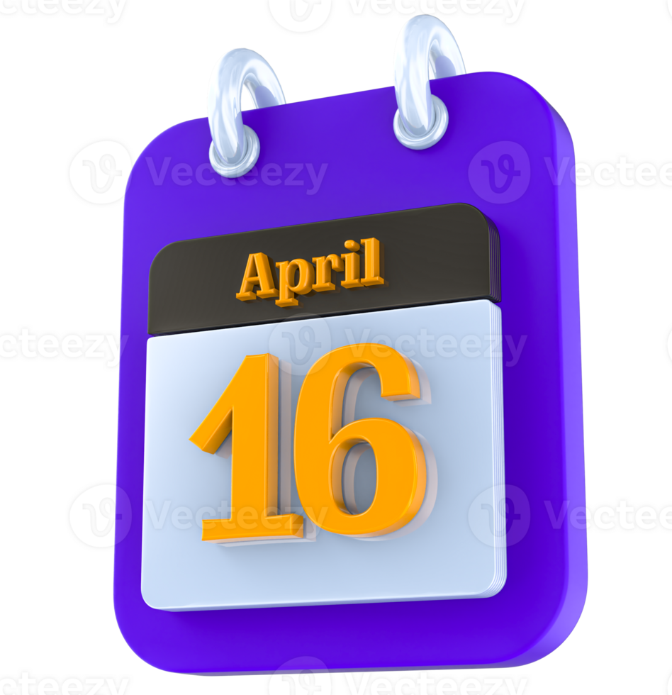 April calendar 3D day 16 png