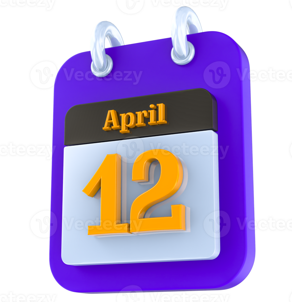April calendar 3D day 12 png