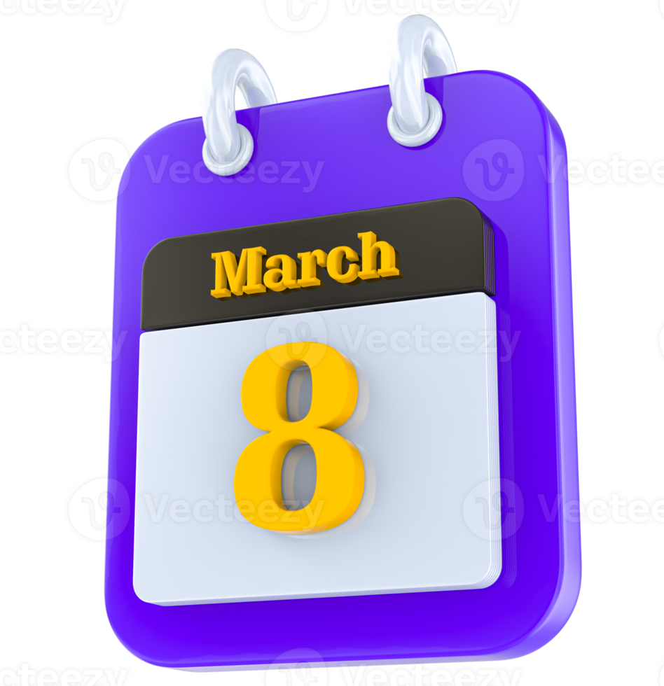 March calendar 3D day png