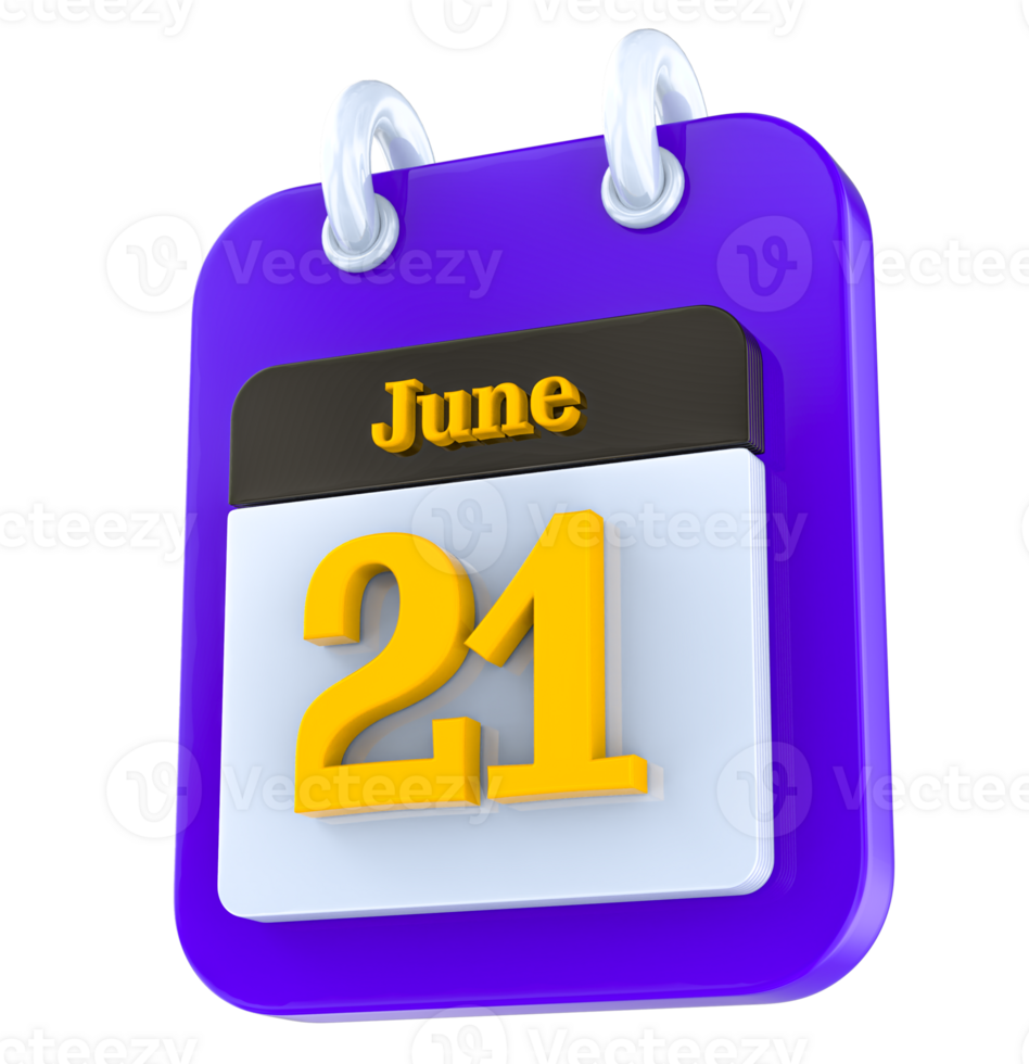 June calendar 3D day 21 png