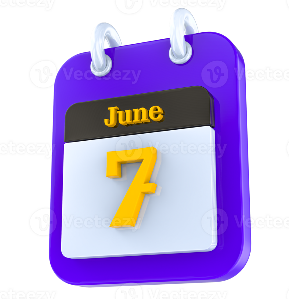 June calendar 3D day 7 png