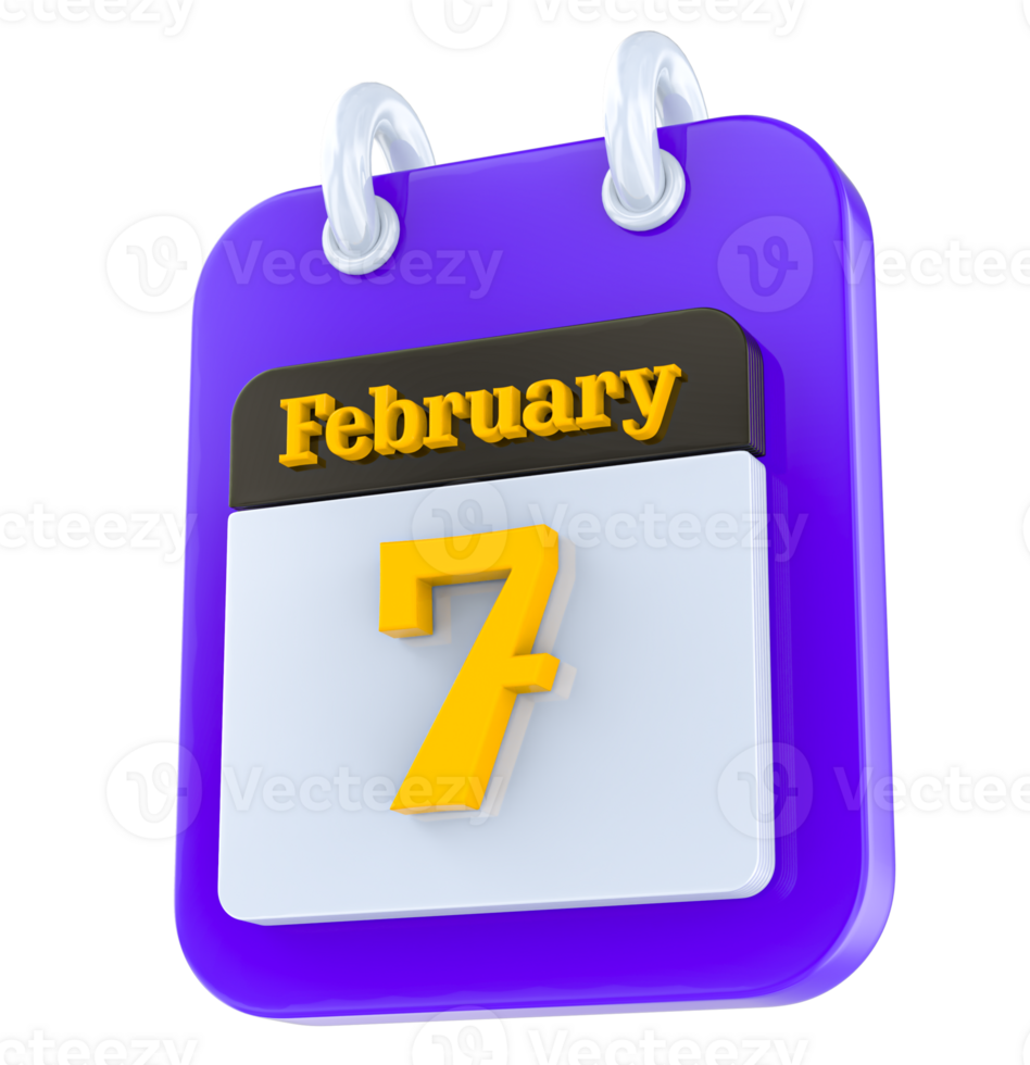 February calendar 3D day 7 png