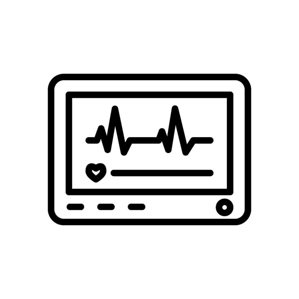 Heart monitor icon vector in line style