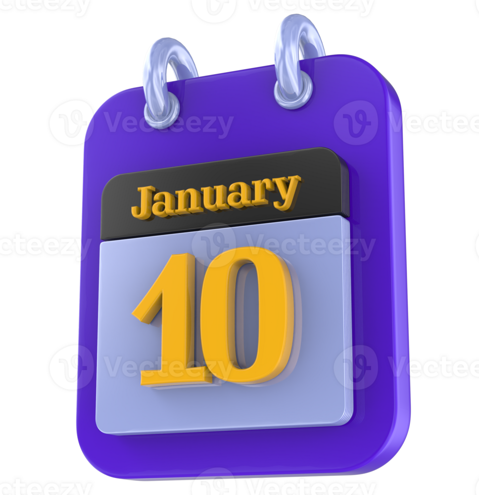 enero calendario 3d día 10 png