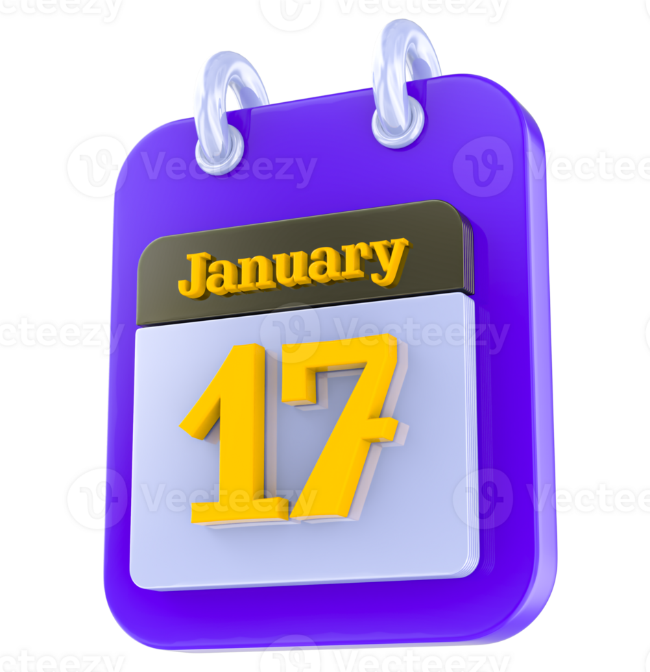 January calendar 3D day 17 png