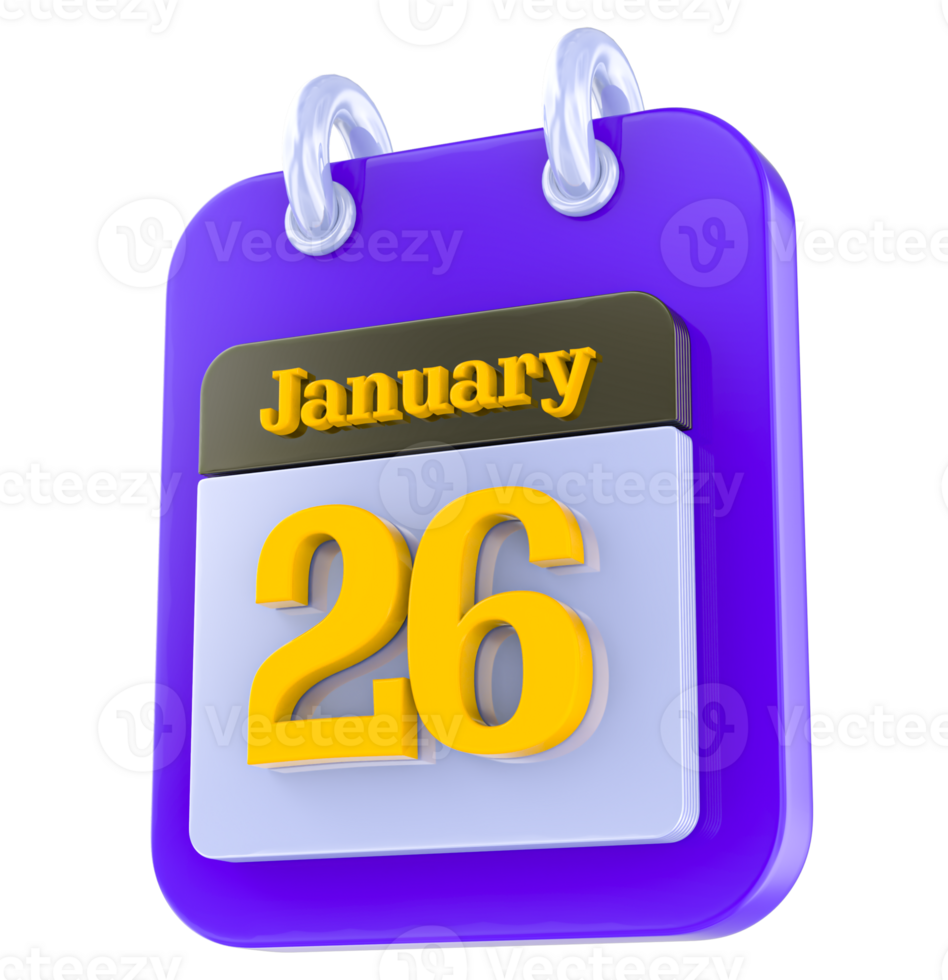 January calendar 3D day 26 png