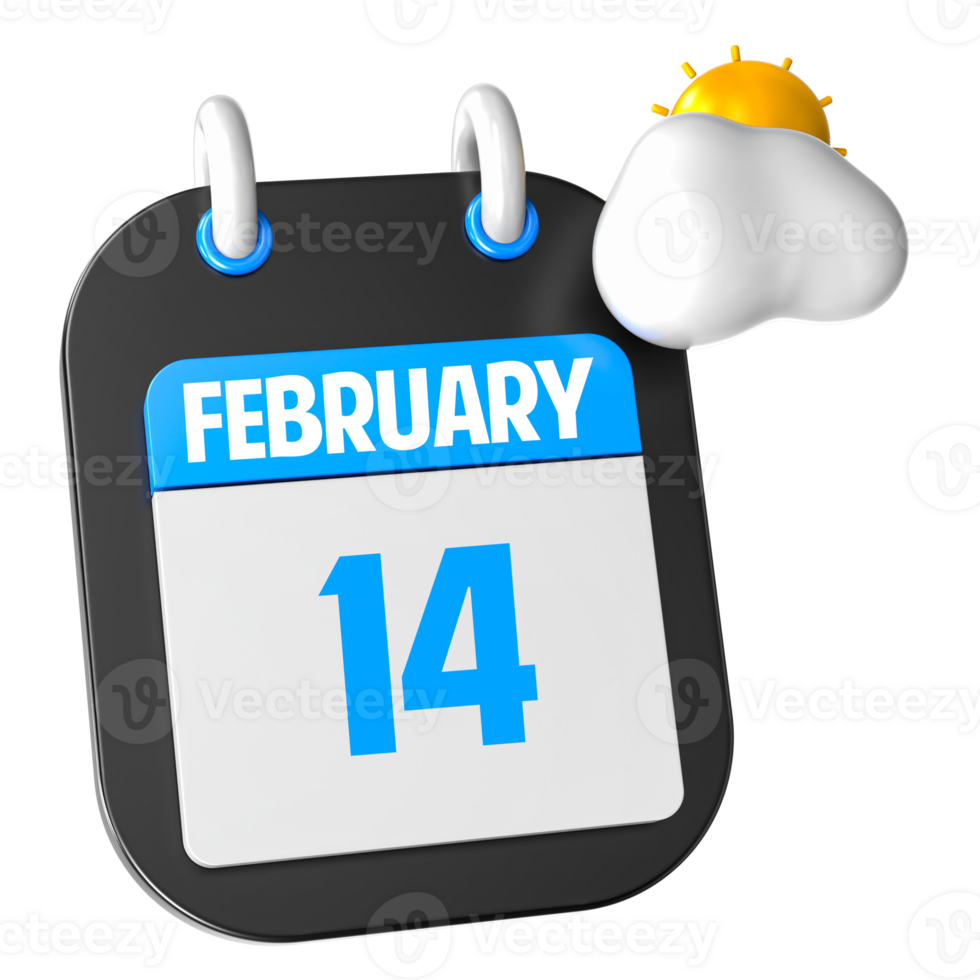 Sunny Weather 3D Illustration February Of Day 14 png