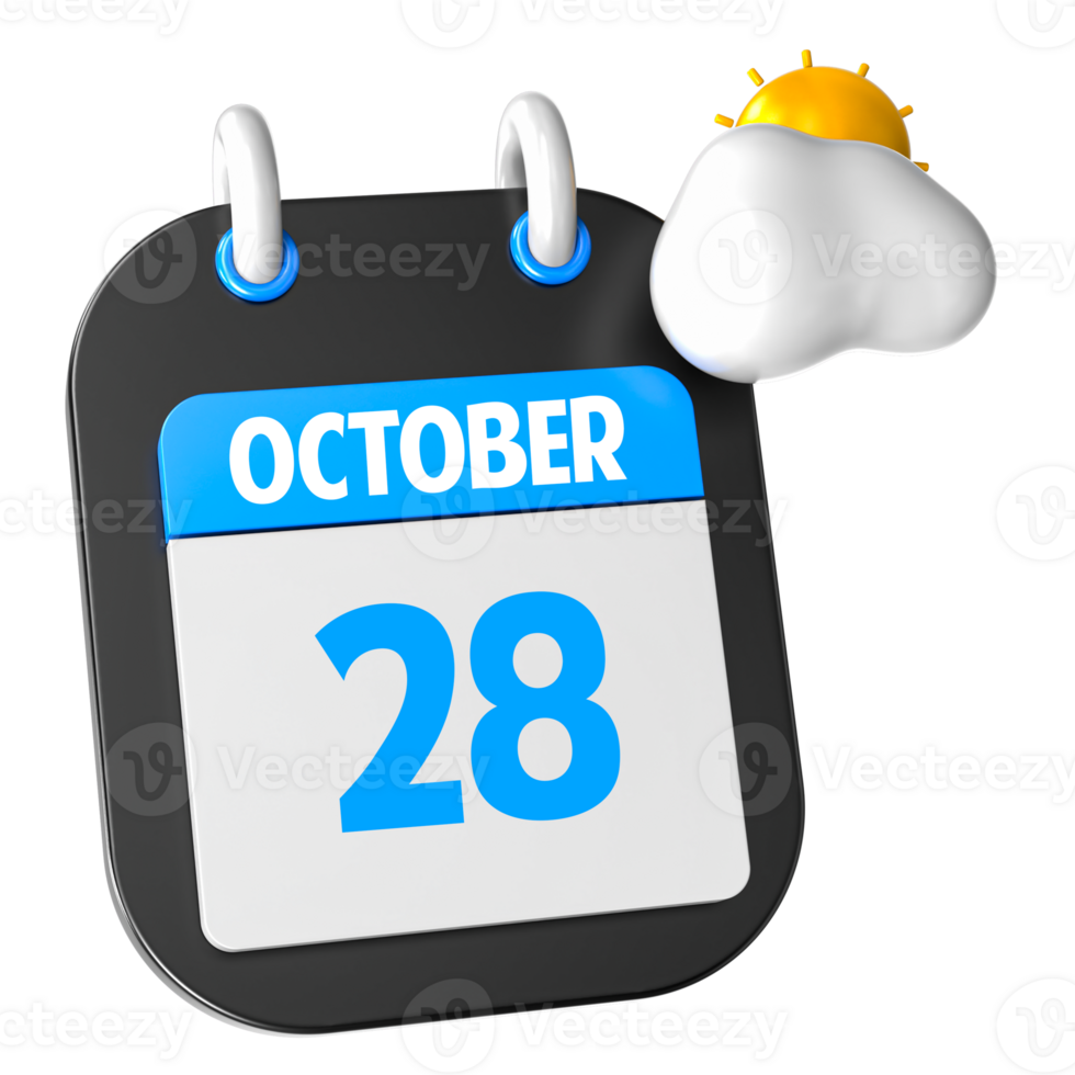 Sunny Weather 3D Illustration October Of Day 28 png